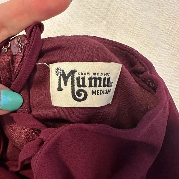 Show Me Your MuMu Godshaw Goddess Merlot Strappy Gown Size Medium Bridesmaid - Picture 5 of 6